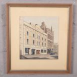 M.McGrath, framed watercolour, Lloyds bank Sheffield, dated 1971. (29cm x 27cm).