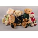 Four Harrods Teddy Bears, 1998, 2000 Millennium bear examples