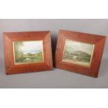 Two framed oils on board, depicting landscapes with cattle. (No names are visible). image sizes 16cm