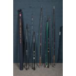 A selection of five fishing rods - comprising of 'The House of Hardy Saltwater 14-215cm Pat no 1.