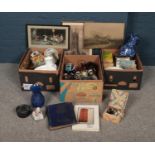 Three boxes of miscellaneous, to include Rudyard Kipling A Song of The English book, Aynsley,