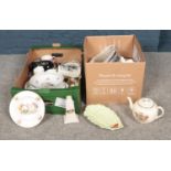 Two boxes of miscellaneous. Carltonware, Rington's, Aynsley examples etc