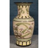 A large ceramic floral oriental style vase. H:52cm, Diameter: 23cm. Condition good. Not chips or