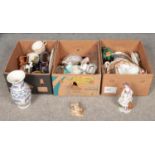 Three boxes of miscellaneous. Wedgwood, Border Fine Arts examples etc