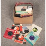 A box of single records and 78s. Include The Beatles, Tom Jones, Frank Sinatra etc.