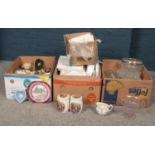 Three boxes of miscellaneous. Cut crystal glass wares, Wedgwood, Johnson Bros examples etc