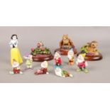 Three Walt Disney Bambi Arden Sculptures. To include a ceramic Snow White and seven dwarf figurine'