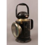 A vintage GWR railway lamp by T.E Bladon & Son Ltd, 1938. Red & blue lens present, burner present.