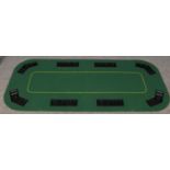 A green felt foldable poker table top board with carry bag. (201cm x 92cm)