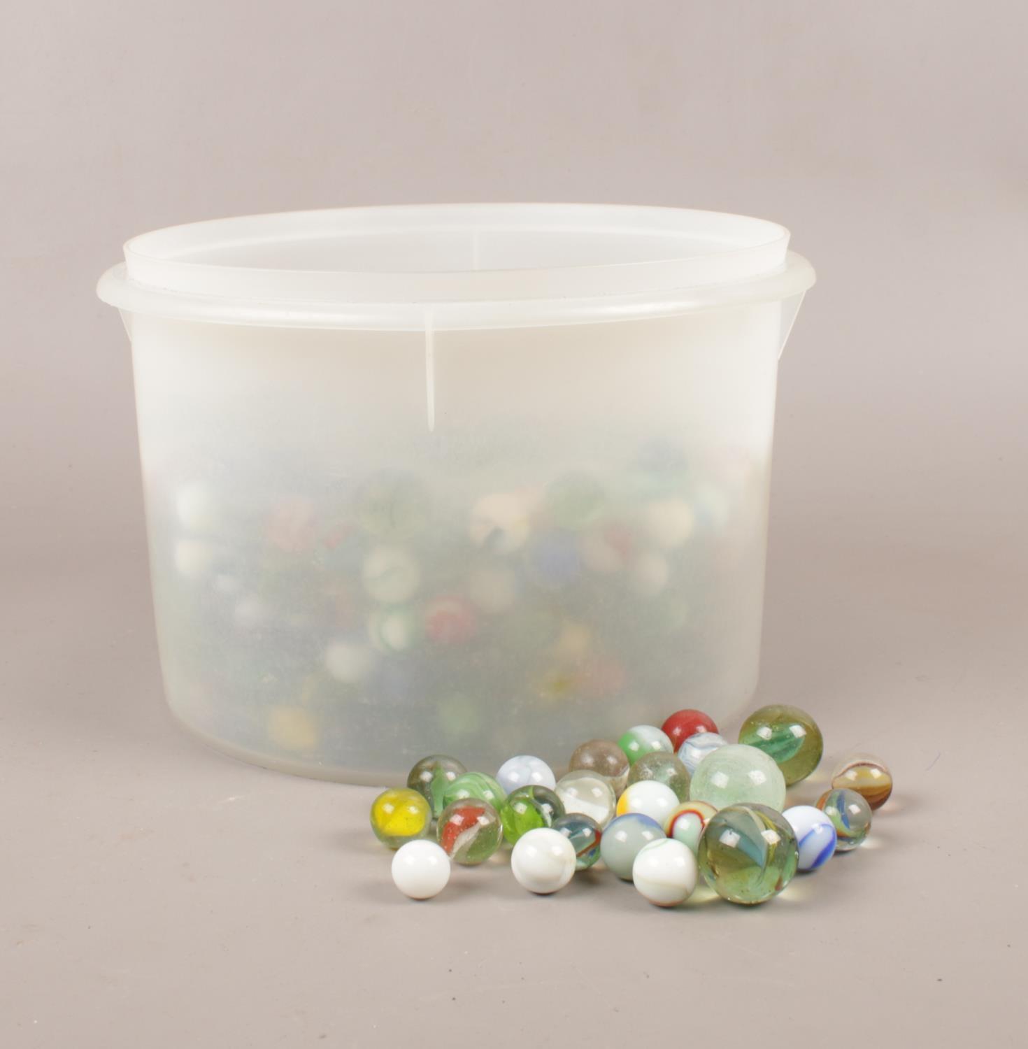 A quantity of assorted glass marbles.