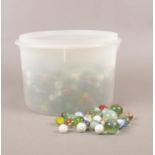 A quantity of assorted glass marbles.