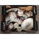 A box of ceramics, Including three Cunard Brocklebank 1970 dishes, etc.