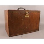 A Rolls-Royce Mahogany tool carry chest, with metal handle, brass lock and two drawers inside. H: