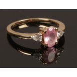 A 9ct gold Mozambique pink spinel & zircon ring with COA. Size K. Weight 1.78g.