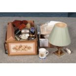 Two boxes of miscellaneous. Spode cake knife (boxed), Ringtons commemorative Golden Jubilee mug,