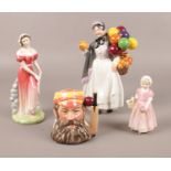 Three Royal Doulton figurines. Biddy Penny Farthing HN 1843, Jemma HN 3168, Tinkle Bell HN 1677,