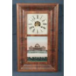 A Brewster & Son American wall clock. With enamel dial and panel depicting The White House.