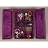 A box of costume jewellery to include silver dress ring, Mother of pearl cuff links, lady bird
