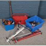 A large quantity of tools. Including Draper toolbox, drill bits, hammers, wrenches, etc.