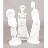 Three Spode Bone China figurines. 'Gardener' 'Emily' 'Priscilla' by Pauline Shone.