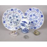 A group of mainly oriental wares. Includes blue and white vase, cloisonné trinket box,