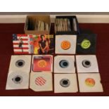 A carry case & box of approx. 120 - vinyl 45 singles, comprising of, David Bowie, Queen, Roxy Music,