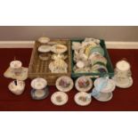 Two boxes of miscellaneous ceramics, comprising of eight cake stands, side plates and saucers etc.