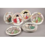 A collection of Royal Doulton plates. The Hunting Man, The Doctor, The Mayor, The Falconer