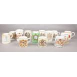 A collection of commemorative mugs. Royal Doulton, Devon ware, Wagstaff & Brunt examples etc.