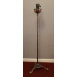 A brass standard oil lamp. (150cm height)