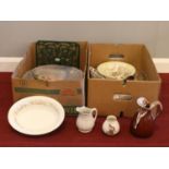This lot has been withdrawn from sale .... Two boxes of miscellaneous. Crown Devon, Minton,