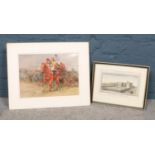 A framed Belso castle engraving & Edwin Stuaker coloured print 'Mister Frisk'.