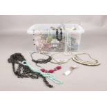 A collection of costume jewellery. Beads, necklaces, bracelets examples etc