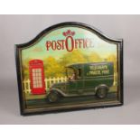 A wooden advertising 'Post Office' sign. (49cm Height 49cm Width)