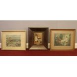 Three framed prints - comprising of 'Early morning At Yarmouth' a religious scene and print named 'A