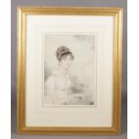 A gilt frame watercolour, portrait study of a maiden, signed indistinct.