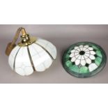 Two glass light shades. Including Tiffany style example.