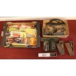 Two boxes of various tools - comprising of a box with a selection of drill bits, Stanley knives