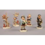 Five Hummel Goebel figures. Little Hiker, Chimney sweep, Apple tree girl examples etc.