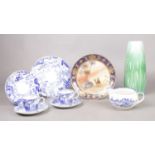 A group of ceramic's. Beswick Vase No. 1653, Noritake plate, Royal Crown Derby 2 piece tea set,