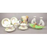 A group of ceramic's. Royal Doulton ' Glamis Thistle' two trio's & teapot, Royal Winton Tankard,