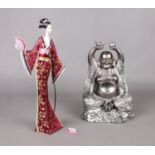 Two assorted figures. Gleneagles Geisha Lady 'Odori' (37cm height), Buddha figure (31cm height) (