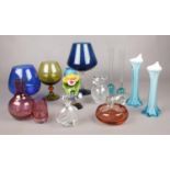 A collection of glassware's. Burns Crystal decanter (12cm height), Tipperary crystal vase (13cm