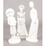 Three Spode Bone China figurines. 'Gardener' 'Emily' 'Priscilla' by Pauline Shone.