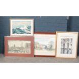 A collection of framed pictures. Includes Winston Megoran oil, Lowry print, Michael McDonagh Wood
