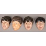 Four plaster heads depicting the 'Beatles' : H: 13cm, W: 9.5cm. Condition good. Ringo Starr has been