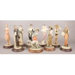 A collection of composite Italian figures, including Capodimonte.