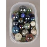 A collection of assorted glass marbles.