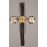 Three vintage gents mechanical wrist watches - to include Timex, MuDu & Omnia.