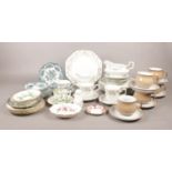 A collection of ceramic's. Johnson Bros part dinner service, Denby 6 piece tea set, cups/saucers,